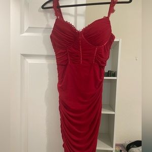 Bright sexy short red dress